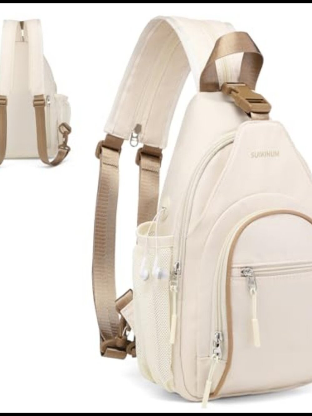 Crossbody Sling Bag Water Bottle Holder Polyester Fits 8.3" Tablet Travel